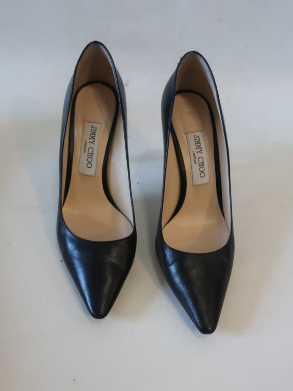 Women Jimmy Choo Black Leather High Heel Pumps 38 1/2 EU/US 8.5 - Picture 2 of 8
